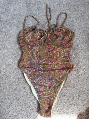 Montce Paisley One-Piece Swimsuit in Pink, Olive & Teal
